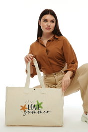 Zoozie Bags Bolsa Tote de Lona en Crema